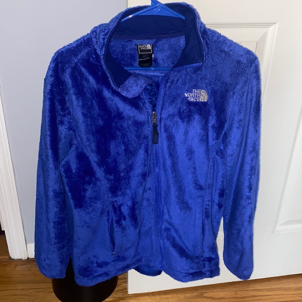 Blue north face fuzzy jacket Size: M